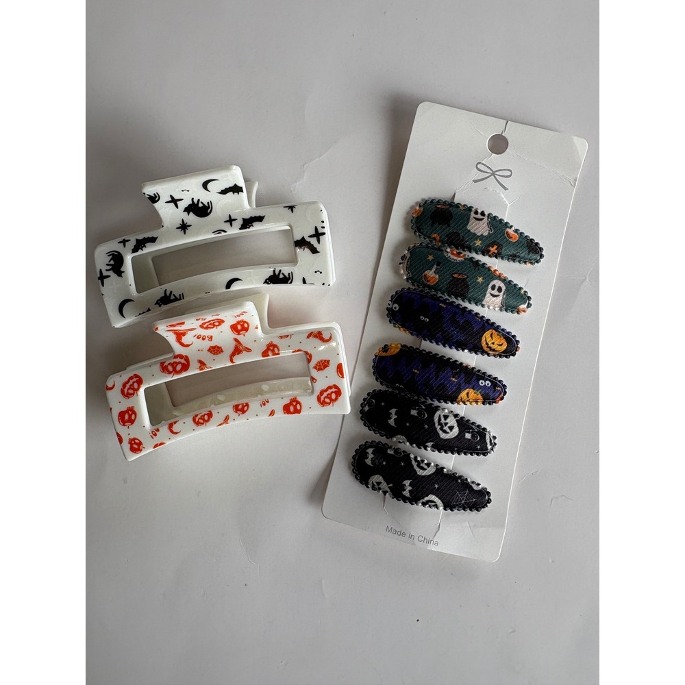Girls Halloween Hair Accessory Bundle NEW Fall Pumpkin Ghost Claw Clip Snap Clip - Picture 1 of 4
